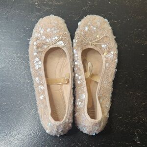 Zara Beige Sequin Girls Dress Shoes